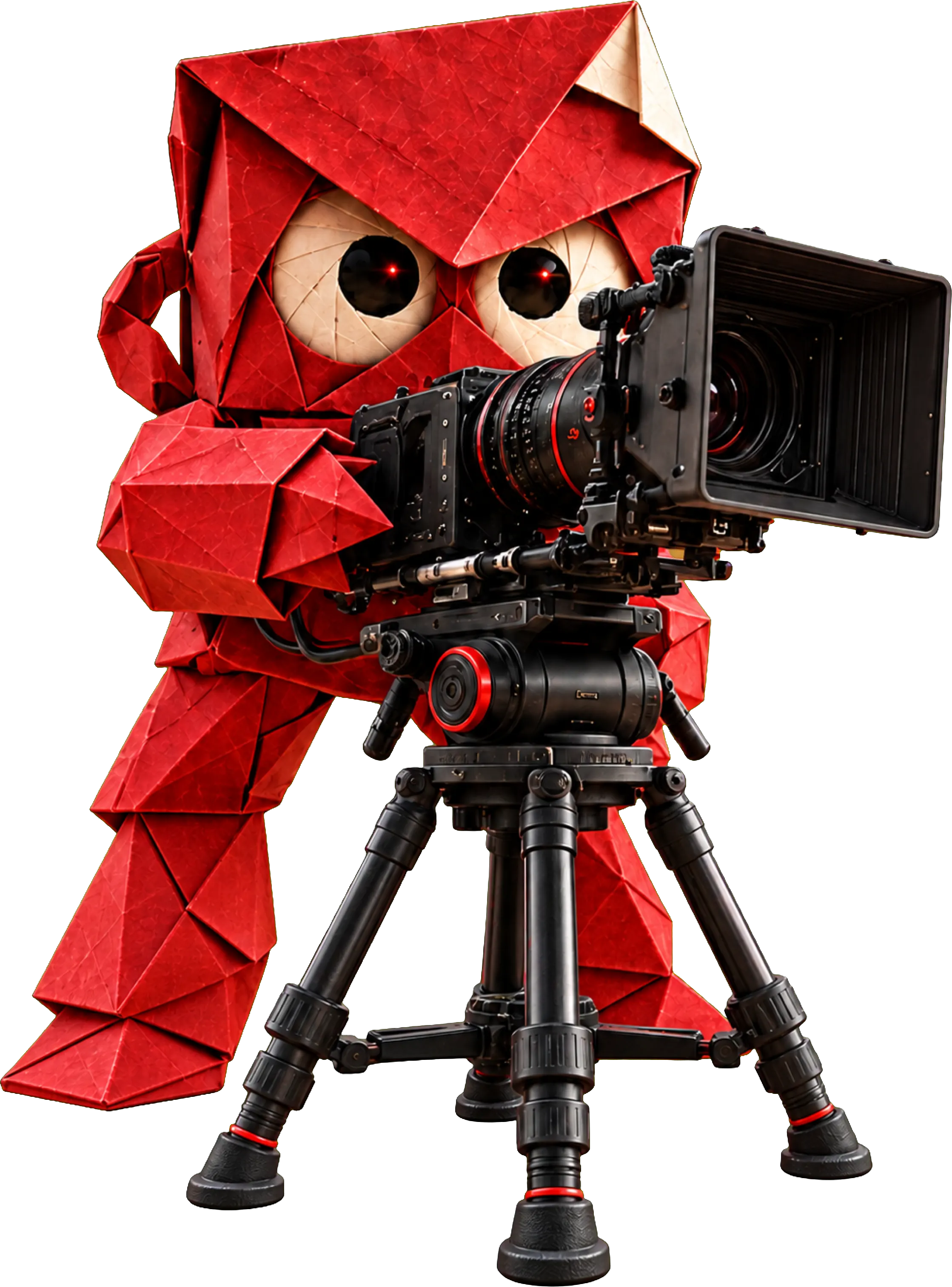 Le Pli, l’œil à une caméra de cinéma sur trépied.
