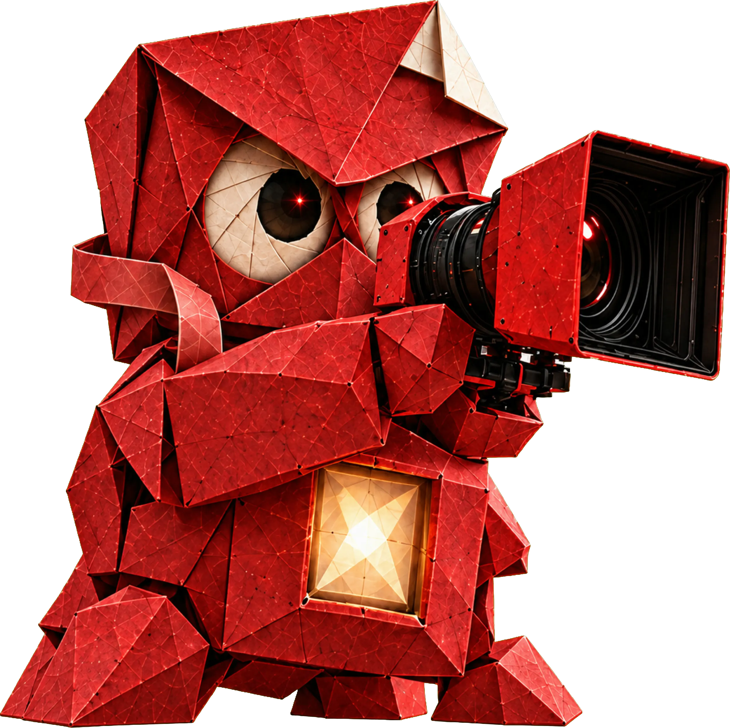 Le Pli vise avec une caméra de cinéma.